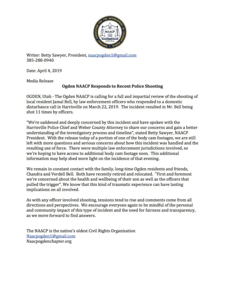 Ogden NAACP requests full, impartial review of Harrisville police